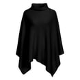 thumbnail image 3 of Women's Dolman Sleeve Poncho Top Crochet Knitted Loose Fit Pullover Sweater Fashion Women's Sweater (Black L), 3 of 6
