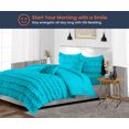 thumbnail image 2 of SGI California King Multi Ruffle Comforter Set Microfiber Turquoise Blue 3 Piece, 2 of 5