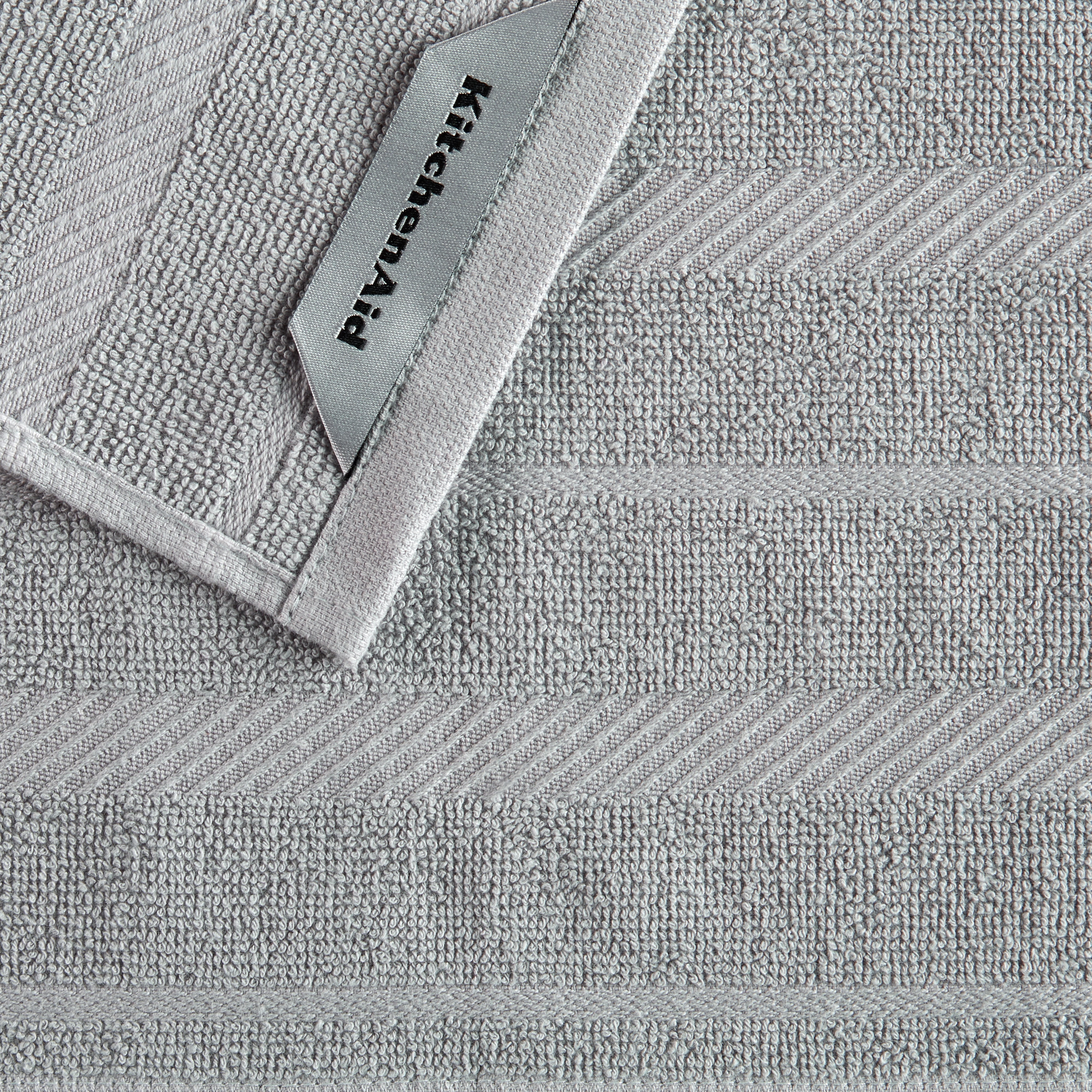 KitchenAid Albany Dishcloth 8 Pack Set, Matte Grey/White, 12\"x12\"