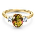 thumbnail image 3 of Gem Stone King 18K Yellow Gold Plated Silver Mango Mystic Topaz and White Zirconia Engagement Ring for Women | 2.50 Cttw | Oval 9X7MM | Gemstone November Birthstone | Size 8, 3 of 6