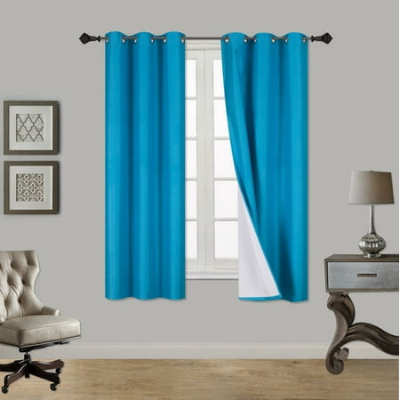 Turquoise Drapes Curtains (SSS) 2-PC Turquoise Solid Blackout Room Darkening Panel Curtain Set, Two (2) Window Treatments of 37