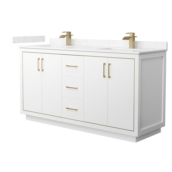 Wyndham Collection WCF111166DWZC2UNSMXX Icon 66" Free Standing Double Basin Vanity Set -