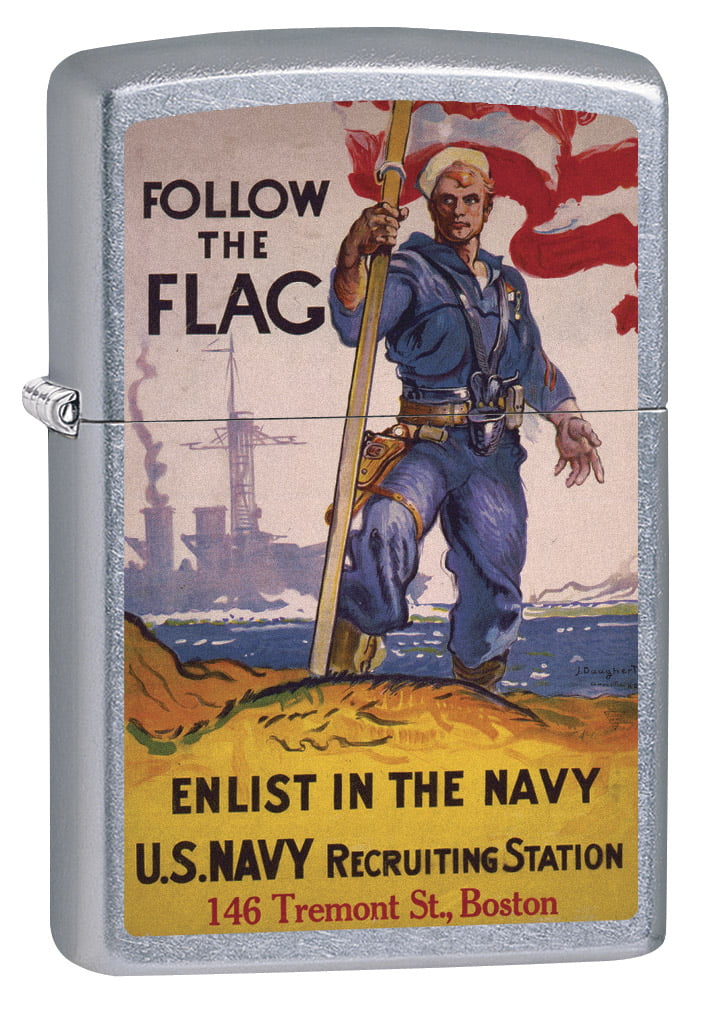 Zippo Lighter: Military Poster, US Navy Follow the Flag - Street Chrome  79368