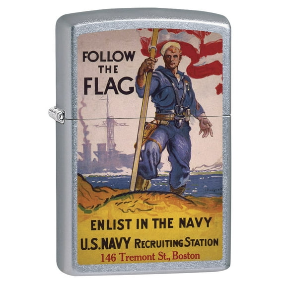 Zippo Lighter: Military Poster, US Navy Follow the Flag - Street Chrome 79368
