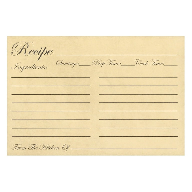 Juvale Recipe Cards Double Sided, 60-pack Bulk Vintage Index Cards 4x6 For  Cooking And Kitchen Organization, Restaurants, Cafes, Diners, Recipes :  Target
