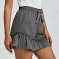 thumbnail image 5 of Women's Elastic Waist Solid Color Skorts with Pockets, Shorts for Women, Summer Casual Shorts with Bow-Knot, Lightweight Outdoor Athletic Gym | UKHCCC,Gray S, 5 of 8