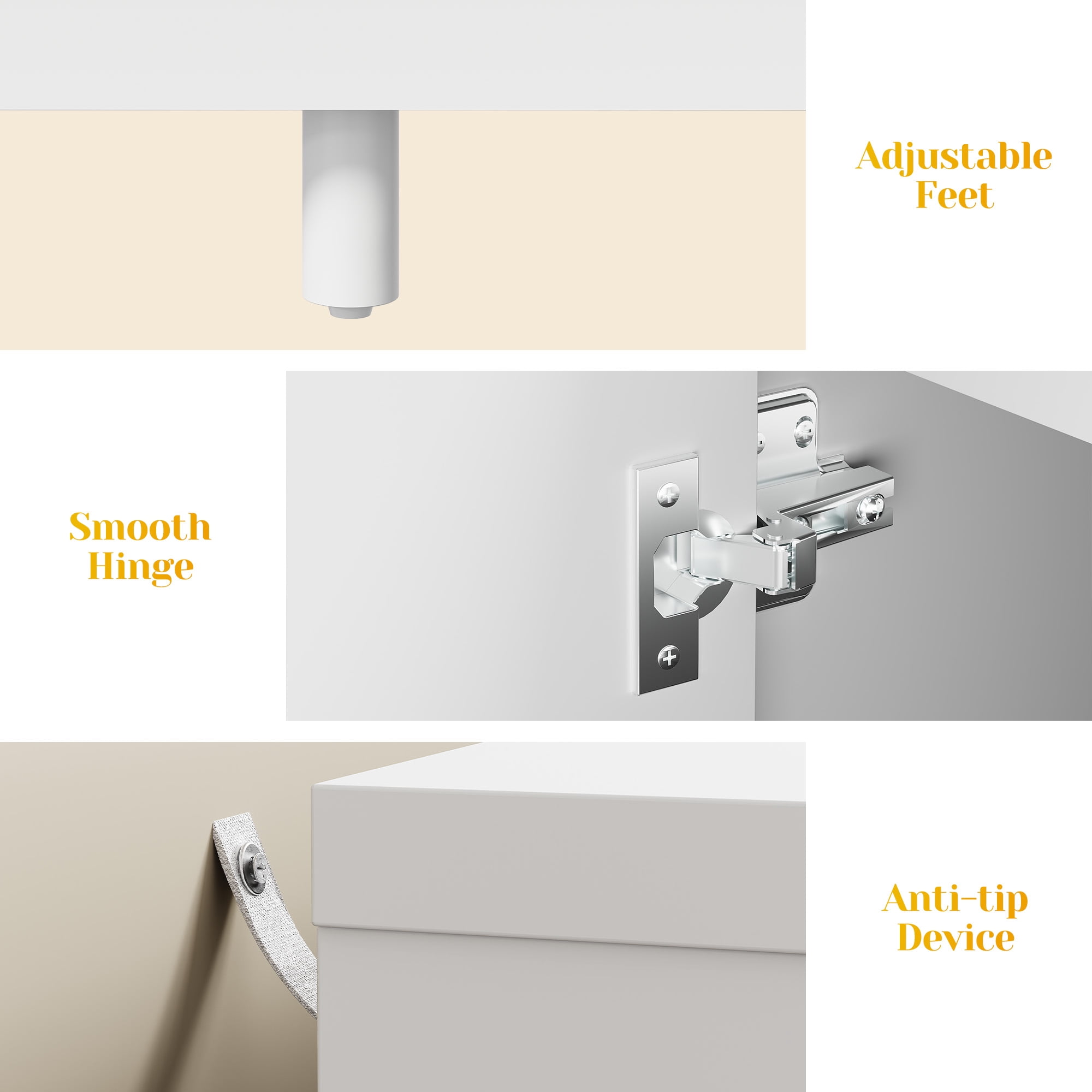 TrumanPick  55'' Buffet Cabinet with Fluted Door, Adjustable Shelves, and Edge Pull White