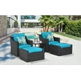 thumbnail image 5 of Cozyhom 5 Pc Patio Furniture Set, Patio Chair With Ottomans, Outdoor Chair And Ottomans Set With Coffee Table, Patio Furniture Sets, Blue., 5 of 14