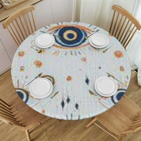 

SHERONV Eyeballs Circles Dots Round Table Cover Stain Resistant Washable for Indoor Outdoor Kitchen Dining Wedding Parties 100% Polyester Waterproof 31 -35