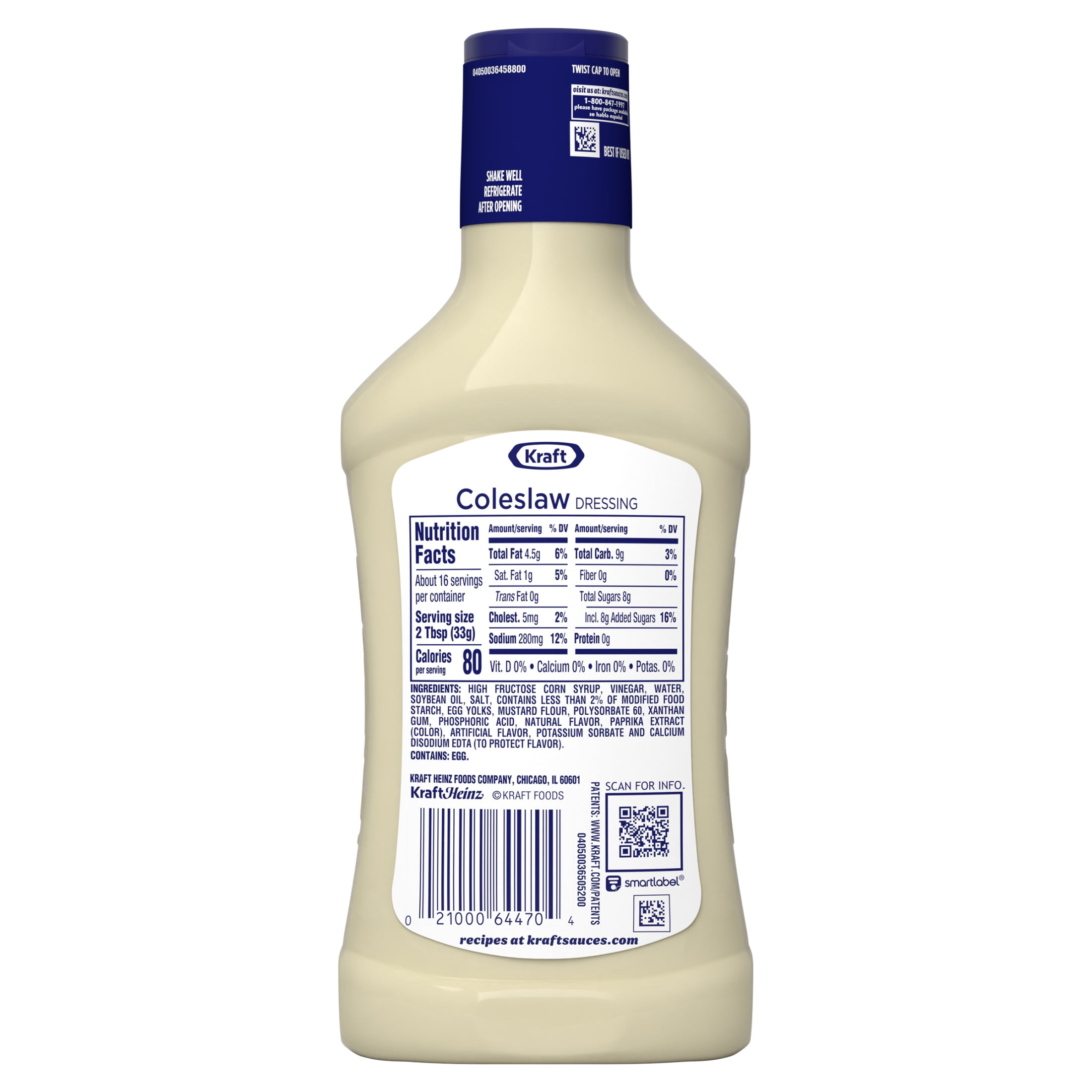 Kraft Coleslaw Dressing, 16 fl oz Bottle