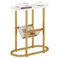 thumbnail image 1 of Costway End Table with Faux Marble Tabletop & Magazine Holder Heavy-duty Metal Frame White, 1 of 10