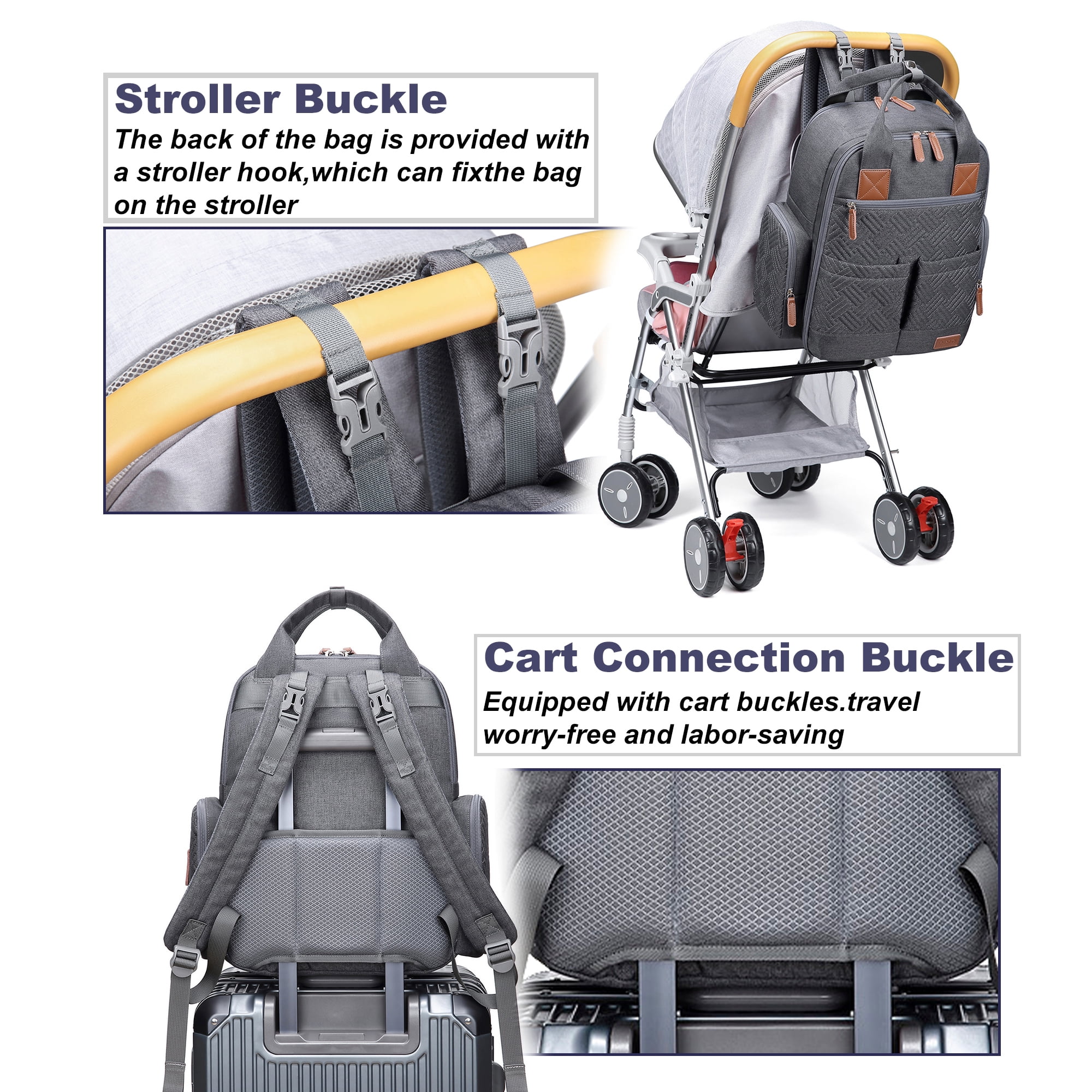 AGUDAN Baby Diaper Backpack Waterproof Maternity Bag Dry&Wet Separation Nappy Bag 12x7x16IN