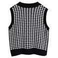 thumbnail image 4 of BKQCNKM Sweaters For Women Sweater Vest Women Women Casual Print Sleeveless V Neck Ribbed Knit Split Pullover Sweater Vest Blouse Vest Black M, 4 of 6