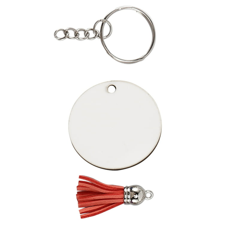 100pcs Clear Blank Keychains Kit Sublimation Blank Keychain Including  Acrylic Blanks Key Chain Rings Small Rings Lobster Clasp and Tassel