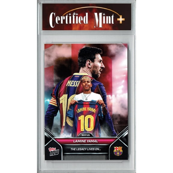 Certified Mint  Lamine Yamal/Lionel Messi 2025 Topps Now #2 The Legacy Lives On Rare Trading Card Barcelona