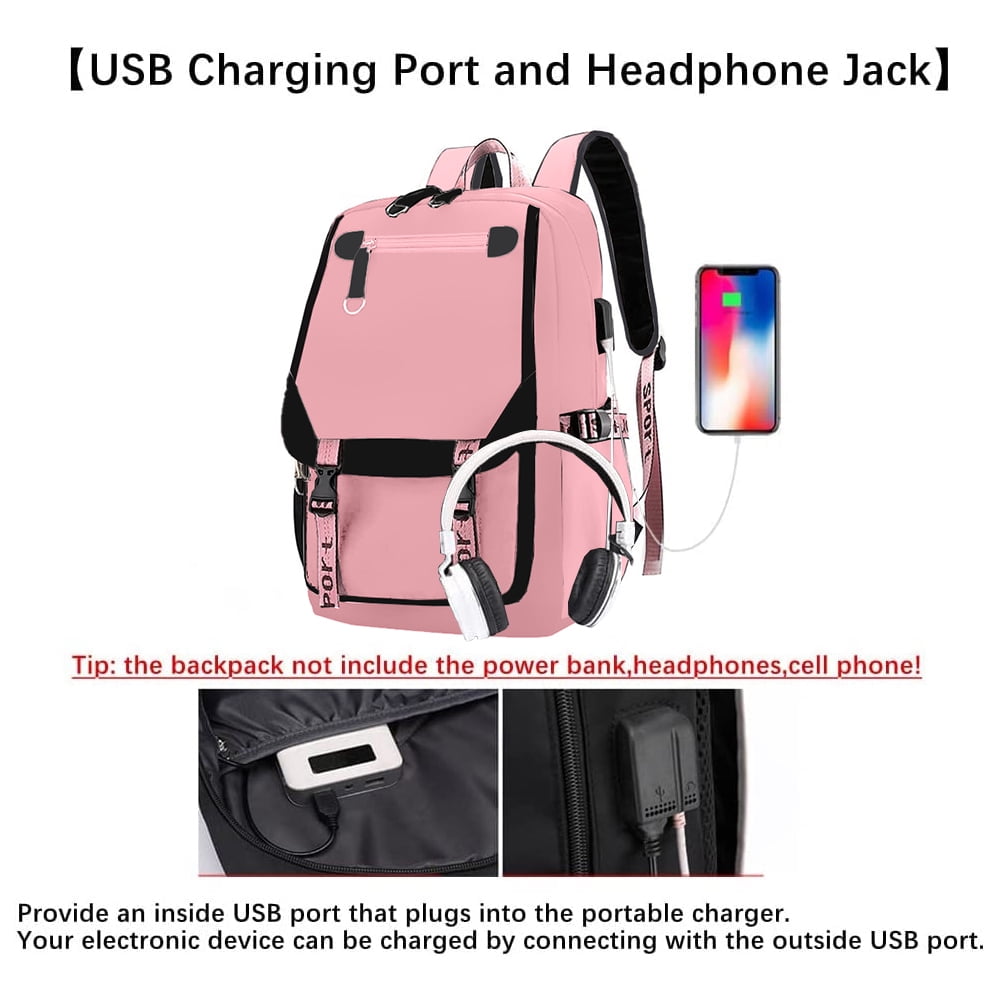 SANMADROLA School Backpack Girls Bookbag Heavy Duty Kids Backpack 21L Children Schoolbag Bookbag with USB Charge Port