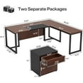 thumbnail image 2 of Tribesigns 70.8” L-Shaped Executive Desk with File Cabinet, Large Executive Office Desk with Removable File Cabinet, Modern Business Furniture Set for Home Office, Dark Walnut, 2 of 6