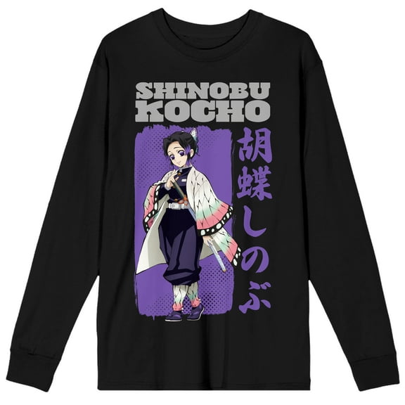 Demon Slayer Shinobu Kocho Character Adult Black Long Sleeve Tee-3XL