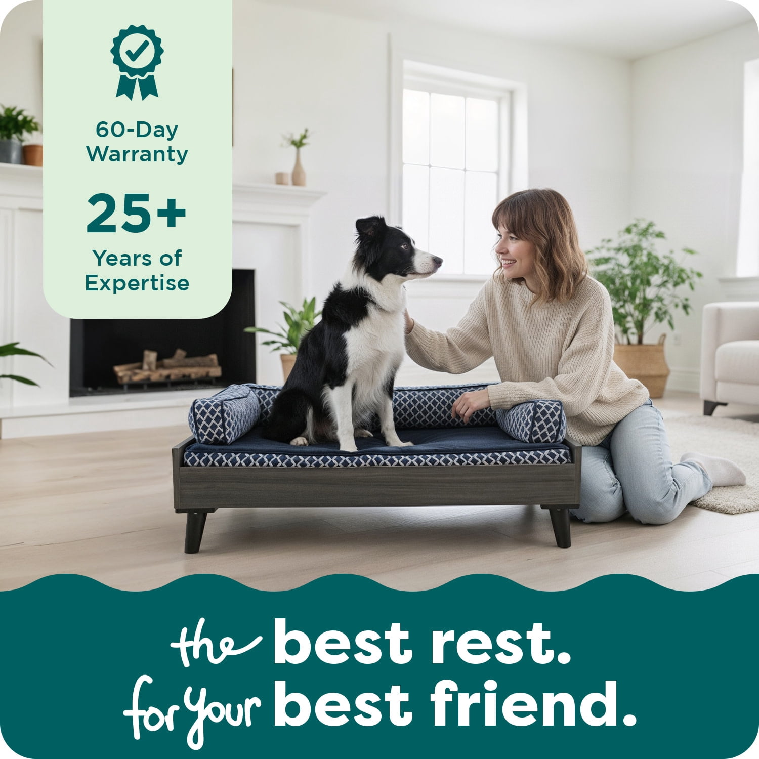 Furhaven Medium Mid-Century Modern Style Elevated Dog Bed Frame - Gray Wash, Medium Bed Frame Only Medium (Veneer) Gray Wash