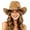 Z18-Khaki, variant on Unisex Western Cowboy Hat with Buckle Belt, Felt Cowboy Hat with Windproof Cord, for Rodeo, Party, Outdoor