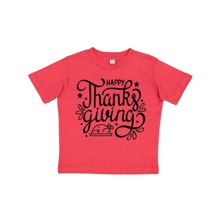 

Inktastic Happy Thanksgiving Hand Lettering with Turkey and Stars Gift Toddler Boy or Toddler Girl T-Shirt