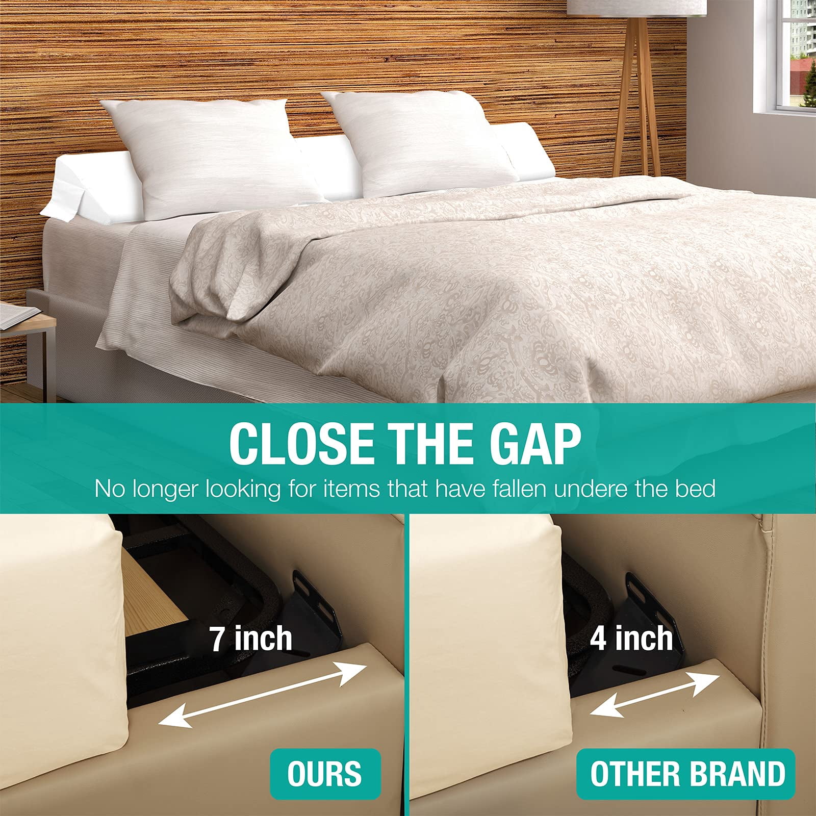 Queen Size Bed Wedge Pillow For Headboard Gap/mattress Gap Filler/bed Filler Fill 0-6" Between And Mattress 60"x10"x6"-white
