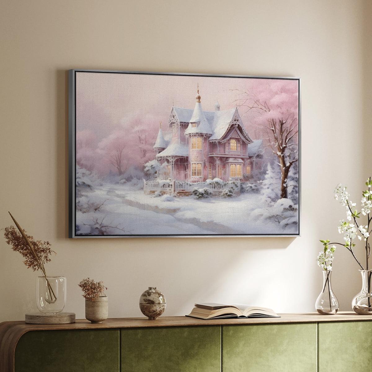 Vintage Landscape-CXCV By Wexford Home Framed in Silver Wood Gallery Wrapped Canvas 25 in. x 37 in.
