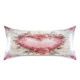thumbnail image 3 of Dailycode Satin Pillow Case Standard Silk Pillow Cover for Hair and Skin Envelope Closure Beautiful Pink Heart with Roses 20"x26", 3 of 9