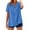 Sky Blue, variant on WCJM Cotton T Shirts for Women Short Sleeve Women's Short Sleeve T-Shirt Loose Button Shirt Tops Stand Solid Color Sleeve Collar Casual Women's Shirt