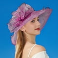 thumbnail image 2 of BYHONG Womens Summer Dress Hat Wide Leaf Flower Bridal Shower Hat Sun Hats Beach Hat Sun Hats Hot Pink, 2 of 4