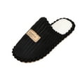 thumbnail image 2 of Kopltyrfg Women's Comfy Scuff Slippers Soft Striped Terry Cloth Memory Foam Home House Shoe |Black 44, 2 of 5