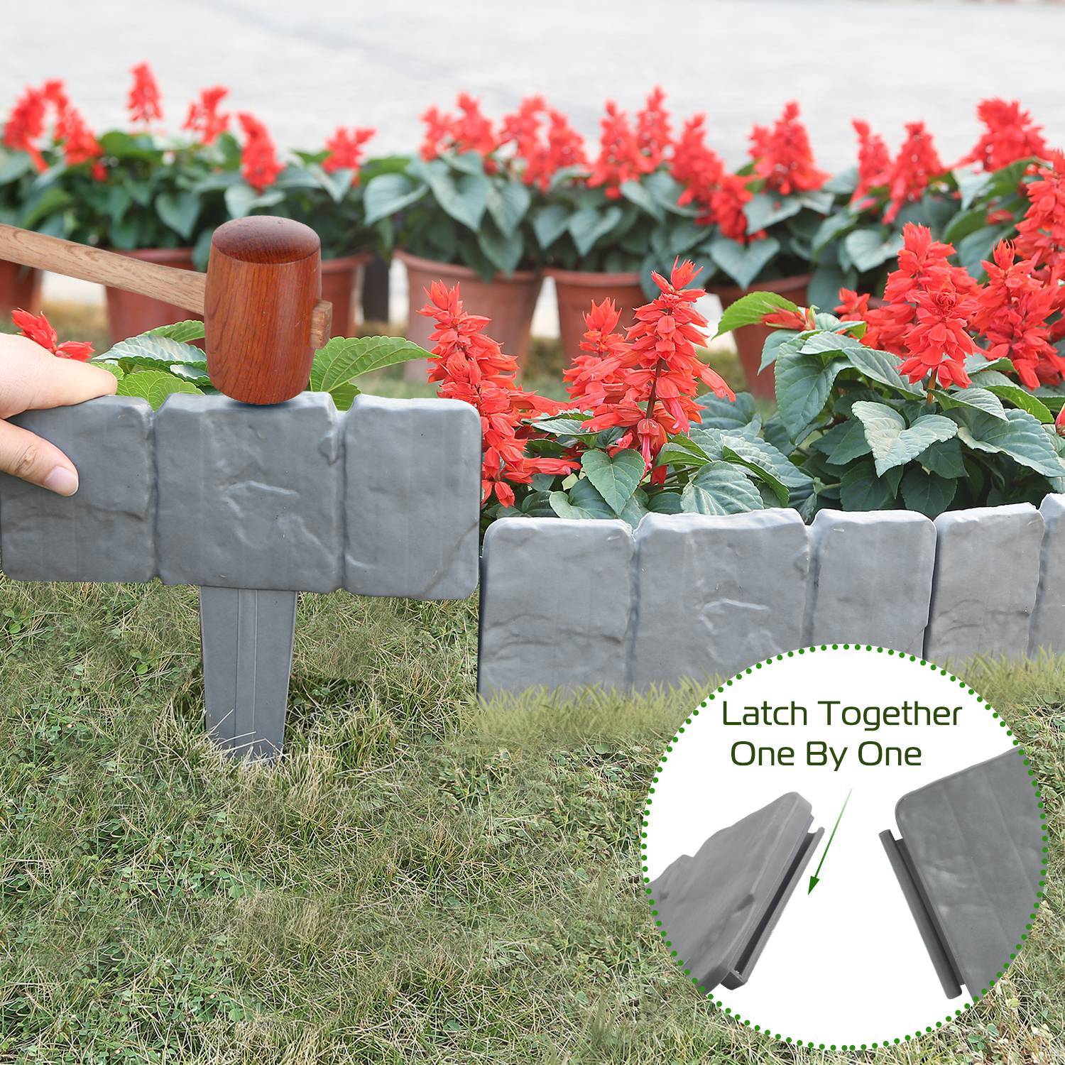 20 Pieces Garden Fence Gray Plastic Fence Garden Picket Fence Edgings Lawn Plant Borders Decorative for Garden Yard
