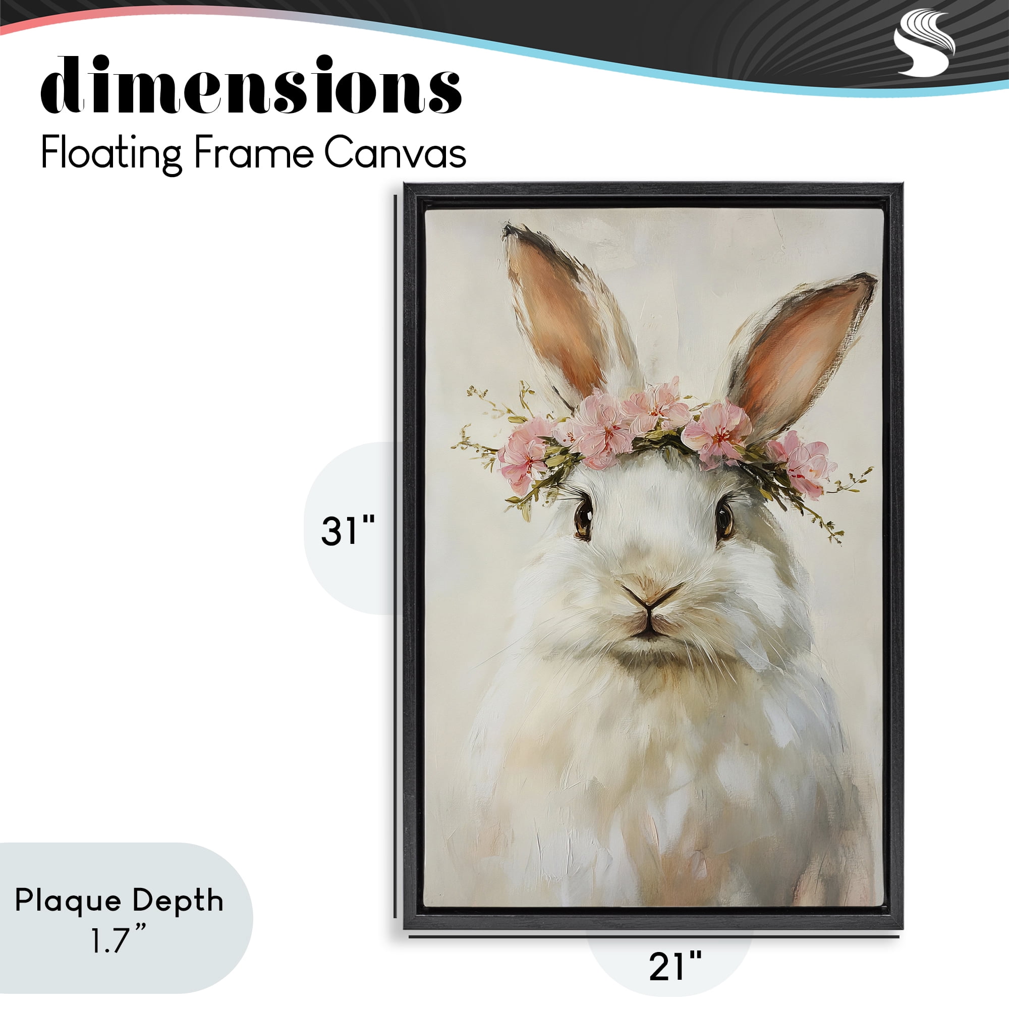Stupell Industries Bunnykins with Pink Crown Black Framed Floater Canvas Wall Art, design by Tina LeCour