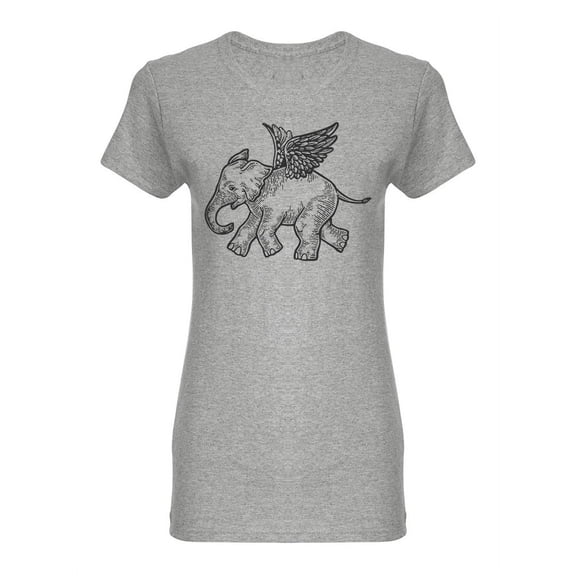 Flying Baby Elephant Shaped T-Shirt Women -Image by Shutterstock, Female Large