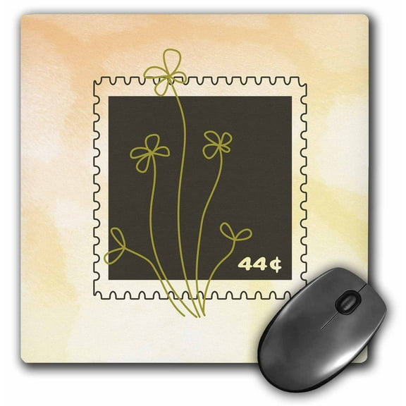 3dRose, Yellow Sketch Flowers postage stamp, MousePad