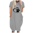 thumbnail image 2 of Meichang Robes d'Été pour Femmes Grande Taille Col Rond Manches Courtes Longueur Genou Robes Mignonnes Imprimé Patte de Chien Cœur Robes Midi Coupe Ample Robes de Vacances d'Été, 2 of 4