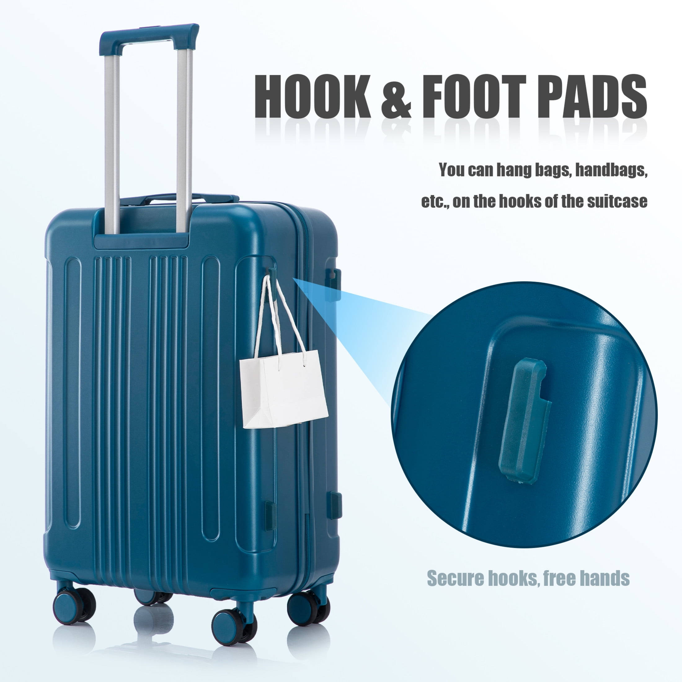 Noble House Lorven 3-Piece 20"/24"/28" ABS Hardshell Luggage Set with Combination Lock and Spinner Wheels, Dark Blue