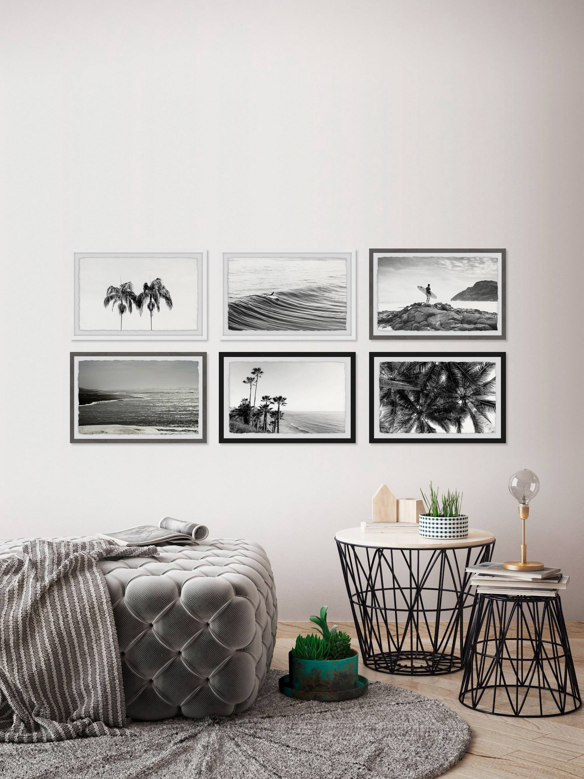 Summer Palms and Waves Hexaptych