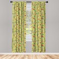 thumbnail image 2 of Ambesonne Hippie Curtains, Piece Symbols Flowers Art, Pair of 28"x63", Mustard Apple Green, 2 of 4