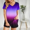 thumbnail image 6 of Viluyesy V-Neck T-Shirt and Shorts 2PC for Women Printed Tops Elastic Waist Short Pants Sets Pocket Fashionable Shirt and Shorts Sets Two PC Purple Size 2XL, 6 of 6