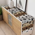 thumbnail image 4 of Cute Dog Claws Table Runner - 120 Inch Long, Kitchen Dining Table Runner Dresser Scarves, Farmhouse Brown Grey Wooden Puppy Pawprints Farmhouse Decor for Coffee Tables Wedding Party Banquet, 4 of 8