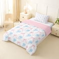 thumbnail image 2 of spefrowx Kawaii Blue Jellyfish Twin Comforter Sets for Girls, Pink Watercolor Bow Ribbon Bedding Set, Pink Reversible, 2pcs, 1 Comforter and 1 Pillowcase, 2 of 6