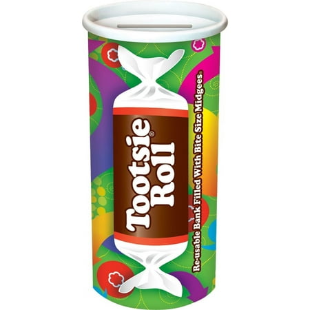 Tootsie Roll Midgees Reusable Bank, Peanut Free and Gluten Free, 4 oz