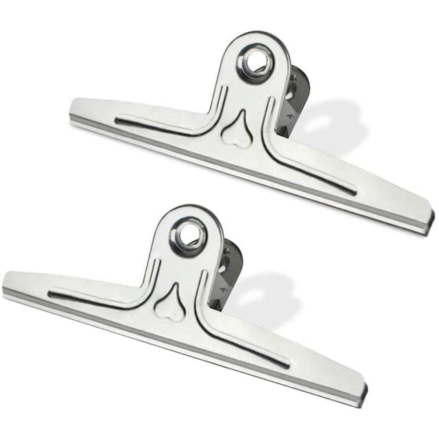 Large Metal Hinge Clips, 2Pack Silver Bulldog Paper Clip Clamp