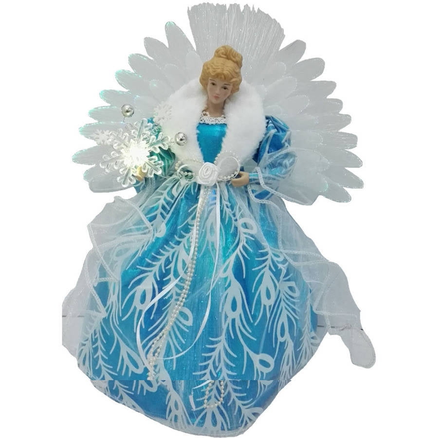 Holiday Time Christmas Ornaments 12" Blue Angel Tree Topper with LED