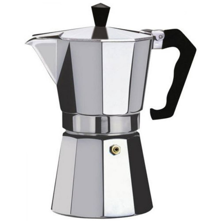Fithood Stovetop Espresso Maker 6-Cup Espresso Cup Moka Pot Classic Cafe  Maker Percolator Coffee Maker Italian Espresso for Gas or Electric Aluminum  Black Gift package with 2 cups 