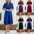 thumbnail image 2 of Quixlent Church Dress for Women Short Sleeve A Line Teacher Work Dress Casual Knee Length Business Office Dress, 2 of 8