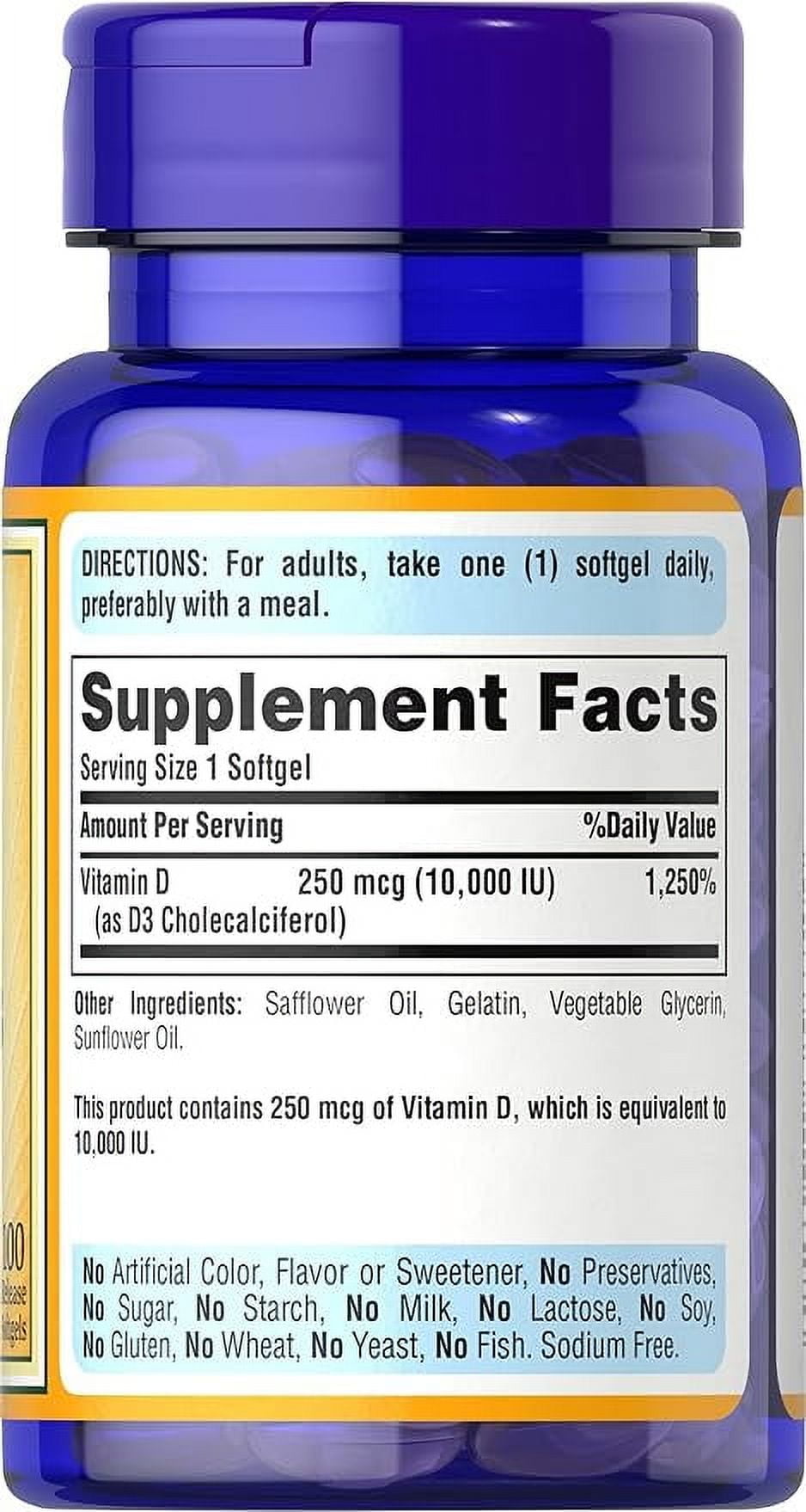 Puritans Pride Vitamin D3 10,000 IU, 100 Count