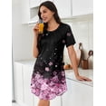 thumbnail image 3 of EKOUAER Nightgowns for Women Pleated Nightshirts Short Sleeve Sleepshirts Crew Neck Sleepwear Soft Night Gown Sleepdress, 3 of 6