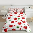 thumbnail image 3 of Manfei Kawaii Cherry Full Size Comforter Sets,Sweet Fruit Bedding Comforter Set,Red Heart Print Bedding Sets For Girl Teens,Breathable Home Decor Reversible,3 Pieces, 3 of 9
